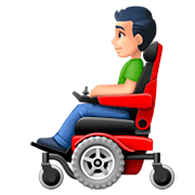 👨🏻‍🦼 Emoji Mann in elektrischem Rollstuhl: helle Hautfarbe Facebook 4.0.