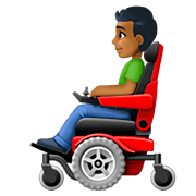 👨🏾‍🦼 Emoji Homem Em Cadeira De Rodas Motorizada: Pele Morena Escura na Facebook 4.0.