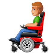 👨🏼‍🦼 Emoji Mann in elektrischem Rollstuhl: mittelhelle Hautfarbe Facebook 4.0.