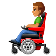 👨🏽‍🦼 Emoji Mann in elektrischem Rollstuhl: mittlere Hautfarbe Facebook 4.0.