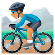 🚵🏽‍♂️ Emoji Homem Fazendo Mountain Bike: Pele Morena na Facebook 4.0.
