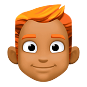 👨🏾‍🦰 Emoji Mann: mitteldunkle Hautfarbe, rotes Haar Facebook 4.0.