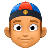 👲🏽 Emoji Mann mit chinesischem Hut: mittlere Hautfarbe Facebook 4.0.