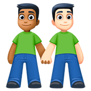👨🏾‍🤝‍👨🏻 Emoji händchenhaltende Männer: mitteldunkle Hautfarbe, helle Hautfarbe Facebook 4.0.