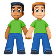 👨🏾‍🤝‍👨🏼 Emoji händchenhaltende Männer: mitteldunkle Hautfarbe, mittelhelle Hautfarbe Facebook 4.0.