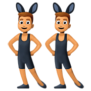 👯🏽‍♂️ Emoji Hombres Con Orejas De Conejo, Tono De Piel Medio en Facebook 4.0.