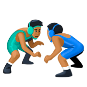 🤼🏾‍♂️ Emoji Hombres Luchando, Tono De Piel Oscuro Medio en Facebook 4.0.