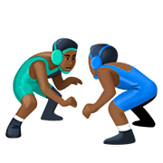 🤼🏿‍♂️ Emoji Hombres Luchando, Tono De Piel Oscuro en Facebook 4.0.