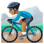 🚵🏾 Emoji Persona En Bicicleta De Montaña: Tono De Piel Oscuro Medio en Facebook 4.0.
