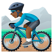 🚵🏿 Emoji Pessoa Fazendo Mountain Bike: Pele Escura na Facebook 4.0.