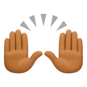 🙌🏾 Emoji Manos Levantadas Celebrando: Tono De Piel Oscuro Medio en Facebook 4.0.