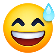 Emoji 😅 Faccina Con Un Gran Sorriso E Goccia Di Sudore su Facebook 4.0.
