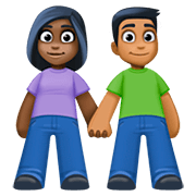 👩🏿‍🤝‍👨🏾 Emoji Mann und Frau halten Hände: dunkle Hautfarbe, mitteldunkle Hautfarbe Facebook 4.0.