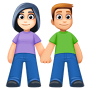 👩🏻‍🤝‍👨🏼 Emoji Mann und Frau halten Hände: helle Hautfarbe, mittelhelle Hautfarbe Facebook 4.0.