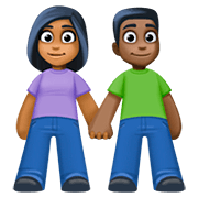 👩🏾‍🤝‍👨🏿 Emoji Mann und Frau halten Hände: mitteldunkle Hautfarbe, dunkle Hautfarbe Facebook 4.0.