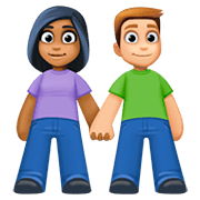 👩🏾‍🤝‍👨🏼 Emoji Mann und Frau halten Hände: mitteldunkle Hautfarbe, mittelhelle Hautfarbe Facebook 4.0.
