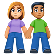 👩🏼‍🤝‍👨🏾 Emoji Mann und Frau halten Hände: mittelhelle Hautfarbe, mitteldunkle Hautfarbe Facebook 4.0.