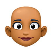 👩🏾‍🦲 Emoji Frau: mitteldunkle Hautfarbe, Glatze Facebook 4.0.