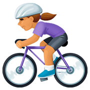 Emoji 🚴🏽‍♀️ Ciclista Donna: Carnagione Olivastra su Facebook 4.0.