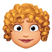👩🏼‍🦱 Emoji Mujer: Tono De Piel Claro Medio Y Pelo Rizado en Facebook 4.0.