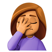 🤦🏽‍♀️ Emoji sich an den Kopf fassende Frau: mittlere Hautfarbe Facebook 4.0.