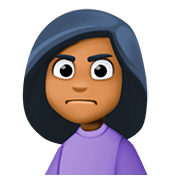 🙍🏾‍♀️ Emoji Mujer Frunciendo El Ceño: Tono De Piel Oscuro Medio en Facebook 4.0.