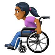 👩🏾‍🦽 Emoji Mulher Em Cadeira De Rodas Manual: Pele Morena Escura na Facebook 4.0.