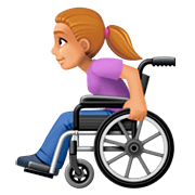 👩🏼‍🦽 Emoji Frau in manuellem Rollstuhl: mittelhelle Hautfarbe Facebook 4.0.