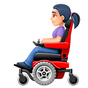 👩🏻‍🦼 Emoji Frau in elektrischem Rollstuhl: helle Hautfarbe Facebook 4.0.