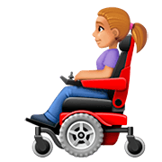 👩🏼‍🦼 Emoji Frau in elektrischem Rollstuhl: mittelhelle Hautfarbe Facebook 4.0.