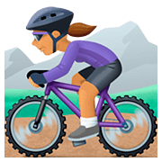 🚵🏽‍♀️ Emoji Mujer En Bicicleta De Montaña: Tono De Piel Medio en Facebook 4.0.