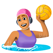 🤽🏽‍♀️ Emoji Mujer Jugando Al Waterpolo: Tono De Piel Medio en Facebook 4.0.