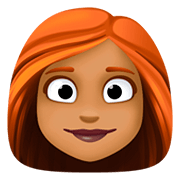 👩🏾‍🦰 Emoji Frau: mitteldunkle Hautfarbe, rotes Haar Facebook 4.0.