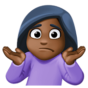 🤷🏿‍♀️ Emoji schulterzuckende Frau: dunkle Hautfarbe Facebook 4.0.