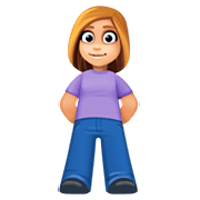 🧍🏼‍♀️ Emoji Mujer De Pie: Tono De Piel Claro Medio en Facebook 4.0.