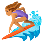 🏄🏽‍♀️ Emoji Mujer Haciendo Surf: Tono De Piel Medio en Facebook 4.0.