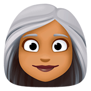 👩🏾‍🦳 Emoji Mujer: Tono De Piel Oscuro Medio Y Pelo Blanco en Facebook 4.0.