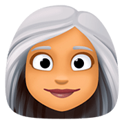👩🏽‍🦳 Emoji Mujer: Tono De Piel Medio Y Pelo Blanco en Facebook 4.0.