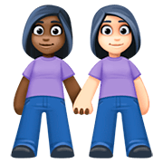 👩🏿‍🤝‍👩🏻 Emoji händchenhaltende Frauen: dunkle Hautfarbe, helle Hautfarbe Facebook 4.0.