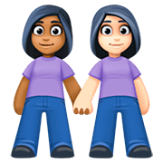 👩🏾‍🤝‍👩🏻 Emoji händchenhaltende Frauen: mitteldunkle Hautfarbe, helle Hautfarbe Facebook 4.0.