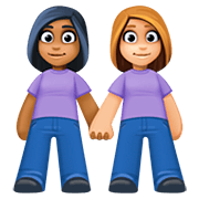 Emoji 👩🏾‍🤝‍👩🏼 Due Donne Che Si Tengono Per Mano: Carnagione Abbastanza Scura E Carnagione Abbastanza Chiara su Facebook 4.0.