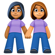 Émoji 👩🏾‍🤝‍👩🏽 Deux Femmes Se Tenant La Main : Peau Mate Et Peau Légèrement Mate sur Facebook 4.0.