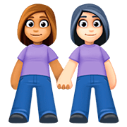 Emoji 👩🏽‍🤝‍👩🏻 Due Donne Che Si Tengono Per Mano: Carnagione Olivastra E Carnagione Chiara su Facebook 4.0.