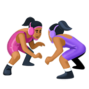 🤼🏾‍♀️ Emoji Mujeres Luchando, Tono De Piel Oscuro Medio en Facebook 4.0.