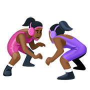 🤼🏿‍♀️ Emoji Mujeres Luchando, Tono De Piel Oscuro en Facebook 4.0.