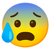 😰 Emoji besorgtes Gesicht mit Schweißtropfen Google 15.0.
