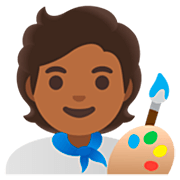 🧑🏾‍🎨 Emoji Artista: Tono De Piel Oscuro Medio en Google 15.0.