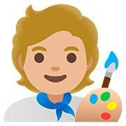 🧑🏼‍🎨 Emoji Artista: Tono De Piel Claro Medio en Google 15.0.