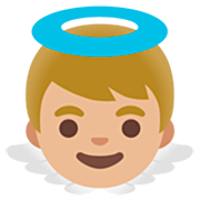 👼🏼 Emoji Bebê Anjo: Pele Morena Clara na Google 15.0.