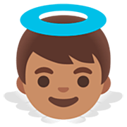 👼🏽 Emoji Bebé ángel: Tono De Piel Medio en Google 15.0.